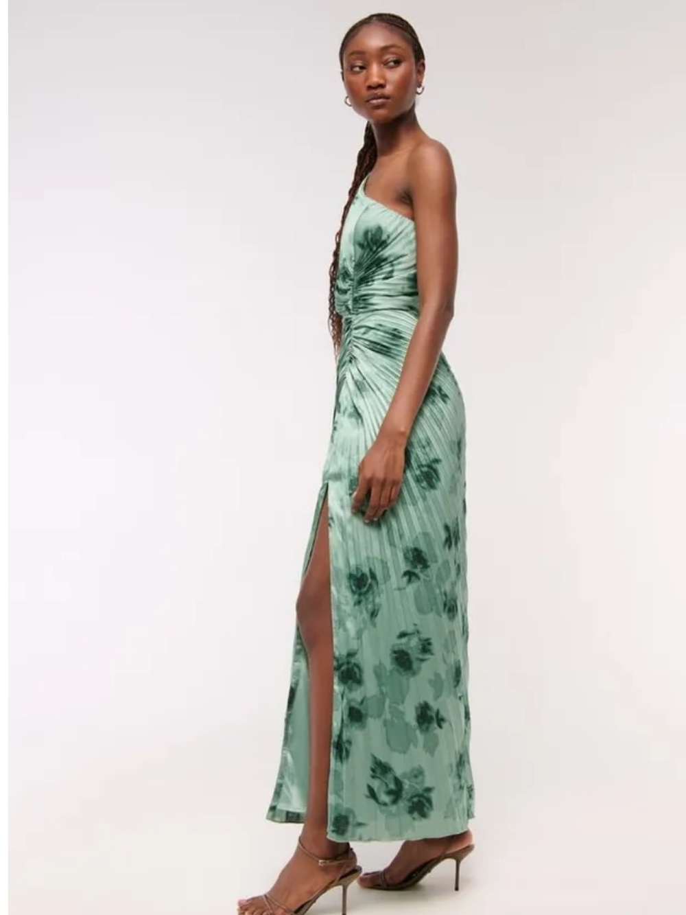 NWT Abercrombie & Fitch Giselle Pleated One-Shoulder Maxi Dress Petite -Sz XSP - Picture 3 of 11